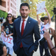 Ammar Campa-Najjar, who is running against Congressman Duncan Hunter, speaks to reporters outside the San Diego Federal Courthouse during Congressman Hunter’s arraignment hearing on Thursday, August 23, 2018 in San Diego, CA.